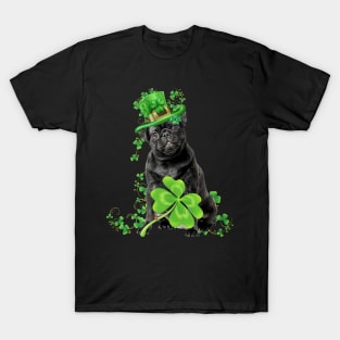 Black Pug Leprechaun Lucky Shamrock Happy St Patrick's Day T-Shirt